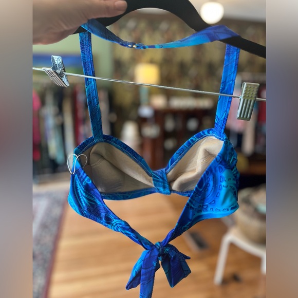 Vintage 90’s Blue Paisley “Christina” Two-Piece Swimsuit, Small - Picture 7 of 11